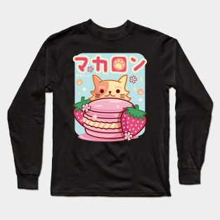 Kawaii Cat Macaron Long Sleeve T-Shirt